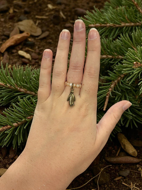 Handmade Beaded Stretch Ring with Star Charm – Adjustable Gemstone Jewelry | Made in USA by Michelle Marie Boutique Michelle Marie Boutique  Ring
