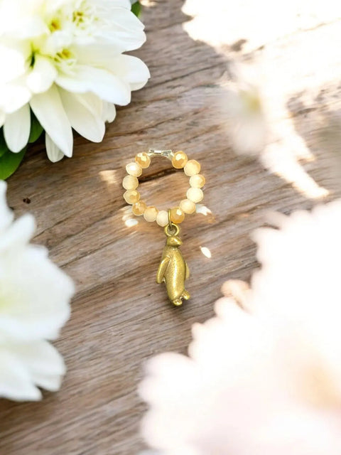 Handmade Beaded Stretch Ring with Star Charm – Adjustable Gemstone Jewelry | Made in USA by Michelle Marie Boutique Michelle Marie Boutique  Ring