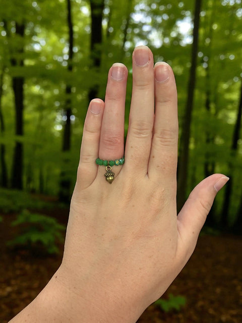 Handmade Beaded Stretch Ring with Star Charm – Adjustable Gemstone Jewelry | Made in USA by Michelle Marie Boutique Michelle Marie Boutique  Ring