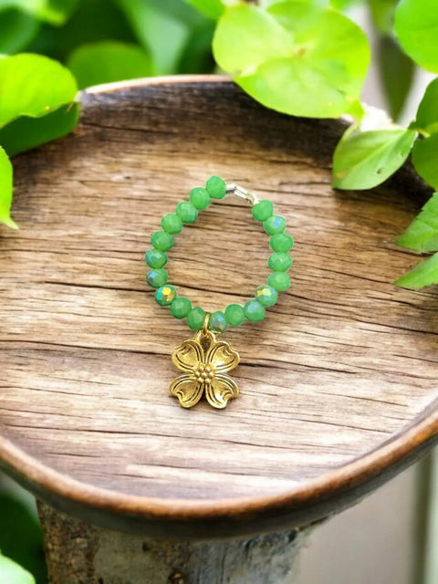 Handmade Beaded Stretch Ring with Star Charm – Adjustable Gemstone Jewelry | Made in USA by Michelle Marie Boutique Michelle Marie Boutique  Ring