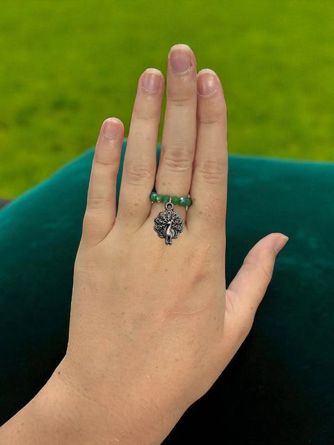 Handmade Beaded Stretch Ring with Star Charm – Adjustable Gemstone Jewelry | Made in USA by Michelle Marie Boutique Michelle Marie Boutique  Ring