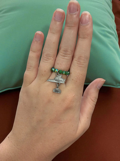 Handmade Beaded Stretch Ring with Star Charm – Adjustable Gemstone Jewelry | Made in USA by Michelle Marie Boutique Michelle Marie Boutique  Ring