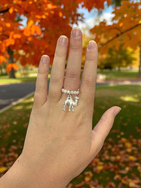 Handmade Beaded Stretch Ring with Star Charm – Adjustable Gemstone Jewelry | Made in USA by Michelle Marie Boutique Michelle Marie Boutique  Ring