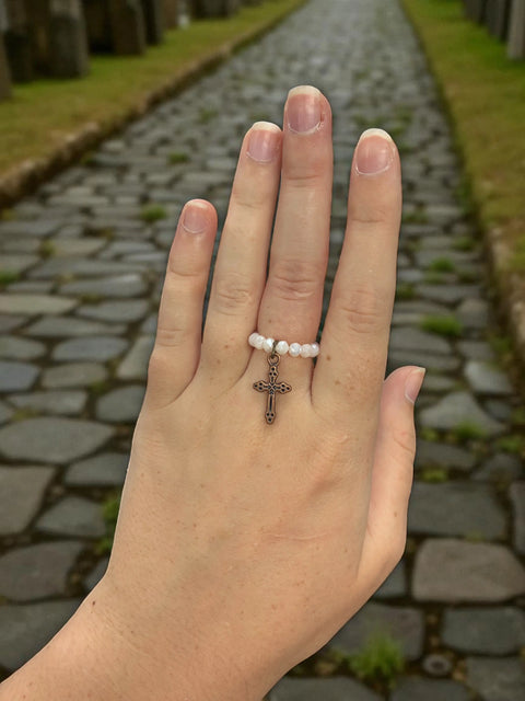 Handmade Beaded Stretch Ring with Star Charm – Adjustable Gemstone Jewelry | Made in USA by Michelle Marie Boutique Michelle Marie Boutique  Ring