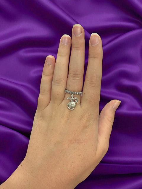 Handmade Beaded Stretch Ring with Star Charm – Adjustable Gemstone Jewelry | Made in USA by Michelle Marie Boutique Michelle Marie Boutique  Ring
