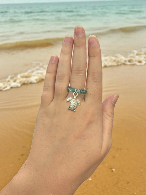 Handmade Beaded Stretch Ring with Star Charm – Adjustable Gemstone Jewelry | Made in USA by Michelle Marie Boutique Michelle Marie Boutique  Ring
