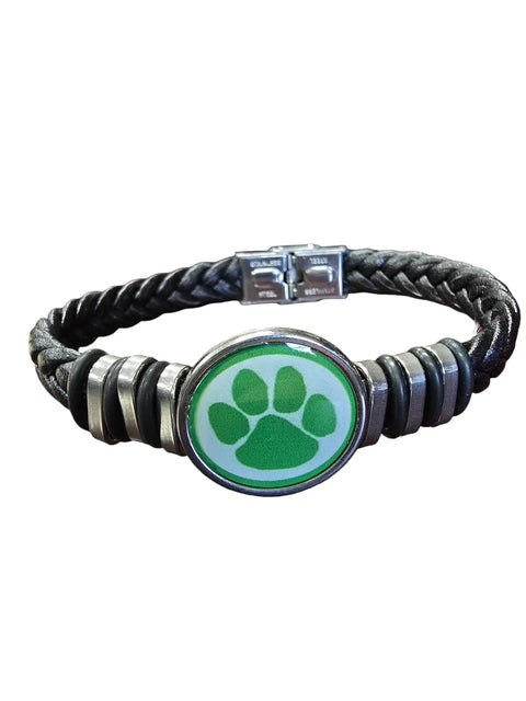 Handmade Black Braided Leather Bracelet With Green Pawprint Centerpiece – Adjustable Dog Lover Gift | Made in USA Michelle Marie Boutique  Bracelets