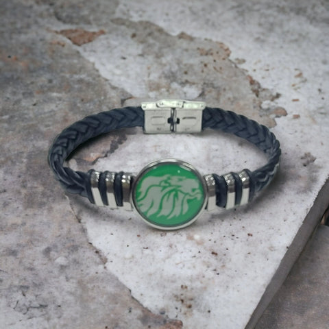 Handmade Black Braided Leather Bracelet With Green Pawprint Centerpiece – Adjustable Dog Lover Gift | Made in USA Michelle Marie Boutique  Bracelets