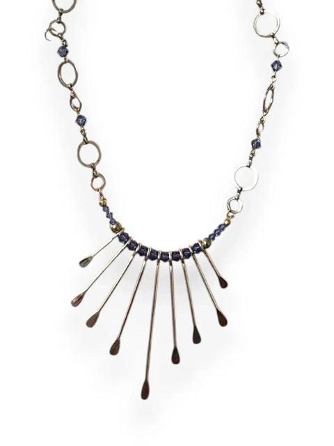 Handmade Bohemian Gemstone Necklace 18 Inch With Crystal Beads And Gold-Tone Fringe – Made In USA Michelle Marie Boutique  Necklace