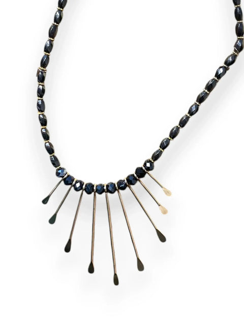 Handmade Bohemian Gemstone Necklace 18 Inch With Crystal Beads And Gold-Tone Fringe – Made In USA Michelle Marie Boutique  Necklace