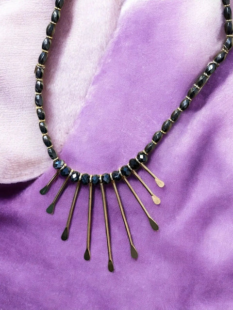 Handmade Bohemian Gemstone Necklace 18 Inch With Crystal Beads And Gold-Tone Fringe – Made In USA Michelle Marie Boutique  Necklace