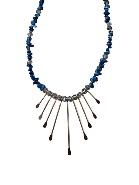 Handmade Bohemian Gemstone Necklace 18 Inch With Crystal Beads And Gold-Tone Fringe – Made In USA Michelle Marie Boutique  Necklace