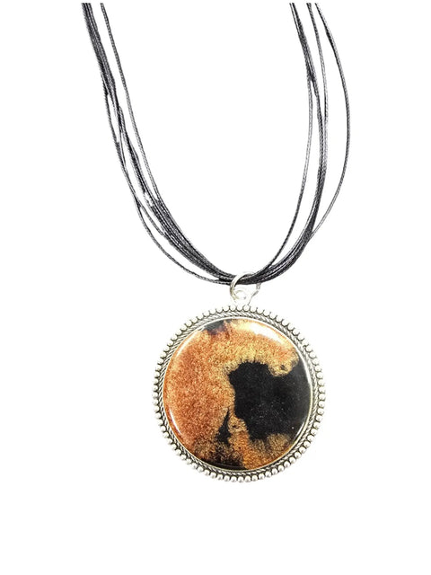Handmade Bronze And Black Resin Pendant Necklace – Multi-Strand Cord Adjustable Design | Made In USA Lightweight Jewelry Gift Michelle Marie Boutique  Necklaces
