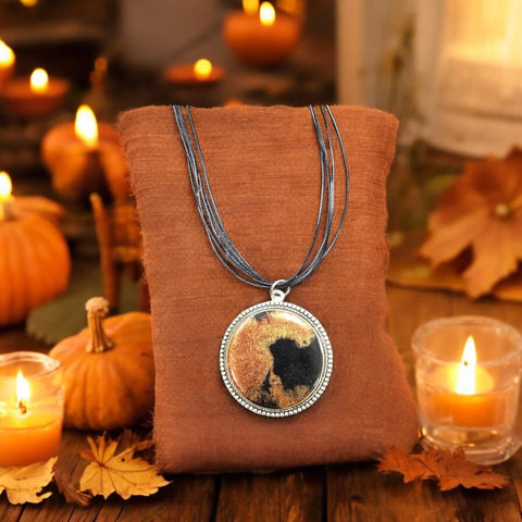 Handmade Bronze And Black Resin Pendant Necklace – Multi-Strand Cord Adjustable Design | Made In USA Lightweight Jewelry Gift Michelle Marie Boutique  Necklaces