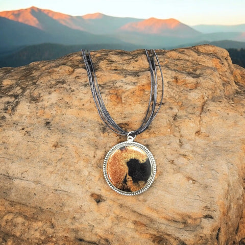 Handmade Bronze And Black Resin Pendant Necklace – Multi-Strand Cord Adjustable Design | Made In USA Lightweight Jewelry Gift Michelle Marie Boutique  Necklaces