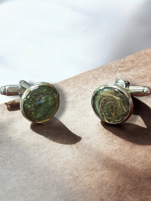 Handmade Camo Resin Men's Cufflinks – Durable Outdoor Style Accessories | Made in USA – Michelle Marie Boutique Michelle Marie Boutique  Cuff links