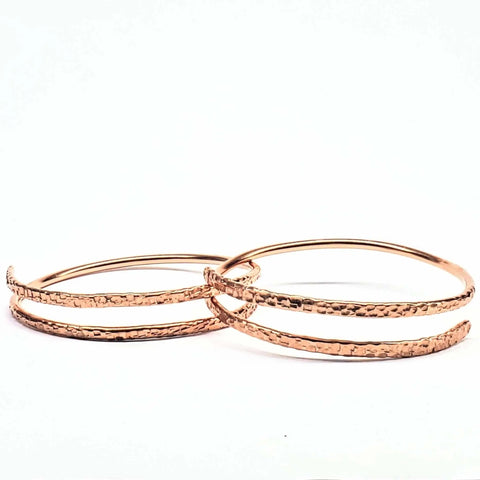 Handmade Copper Interlocking Bangle Set – 3mm Thick Hammered Texture | Made in USA Alexa Martha Designs  Bracelet/Bangle