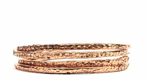 Handmade Copper Interlocking Bangle Set – 3mm Thick Hammered Texture | Made in USA Alexa Martha Designs  Bracelet/Bangle