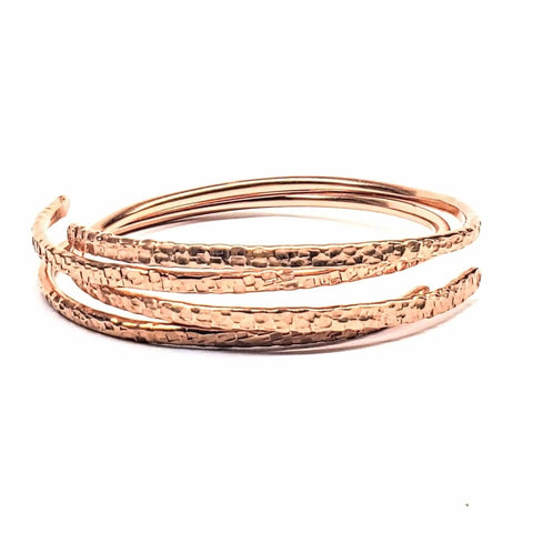 Handmade Copper Interlocking Bangle Set – 3mm Thick Hammered Texture | Made in USA Alexa Martha Designs  Bracelet/Bangle