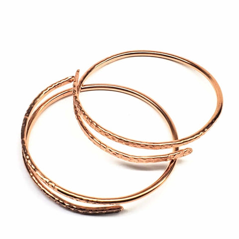 Handmade Copper Interlocking Bangle Set – 3mm Thick Hammered Texture | Made in USA Alexa Martha Designs  Bracelet/Bangle
