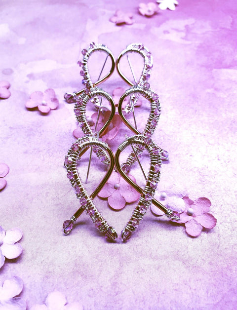 Handmade Copper Silver Pink Crystal Ribbon Jewelry Set Alexa Martha Designs  Earrings