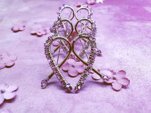 Handmade Copper Silver Pink Crystal Ribbon Jewelry Set Alexa Martha Designs  Earrings
