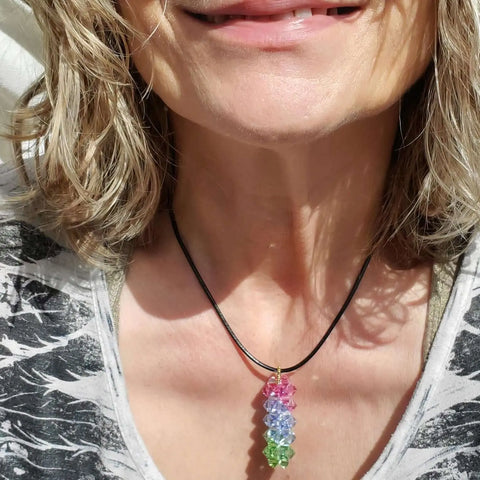 Handmade Crystal Pillar Pendant Necklace – Green Blue Rose Swarovski | Made in USA Alexa Martha Designs  Pendant