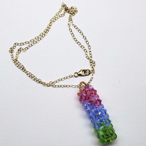 Handmade Crystal Pillar Pendant Necklace – Green Blue Rose Swarovski | Made in USA Alexa Martha Designs  Pendant