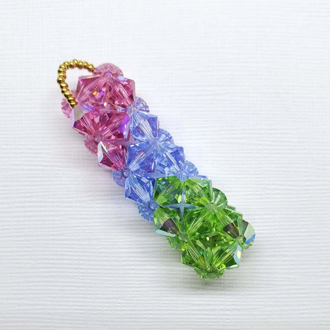 Handmade Crystal Pillar Pendant Necklace – Green Blue Rose Swarovski | Made in USA Alexa Martha Designs  Pendant