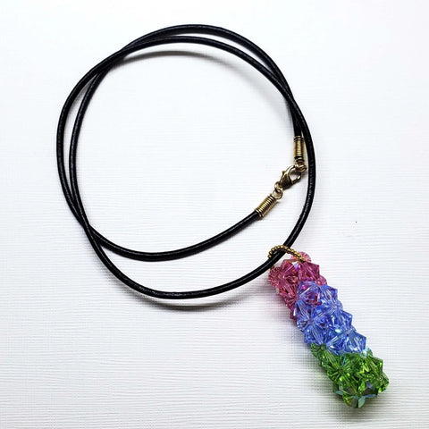 Handmade Crystal Pillar Pendant Necklace – Green Blue Rose Swarovski | Made in USA Alexa Martha Designs  Pendant