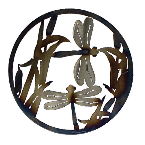 Handmade Dragonfly Metal Wall Art 8.5 Inch Circle – Nature Inspired Decor | Made in USA Knights Home Decor  item