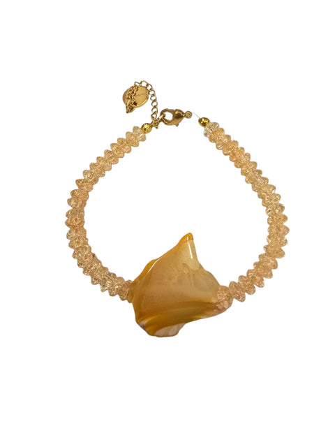 Handmade Elegant Yellow Agate Bracelet with Topaz Crystal Accents – Adjustable Clasp | Made in USA Michelle Marie Boutique  Bracelets