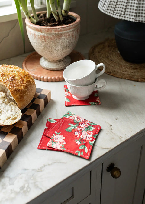 Handmade Fabric Coaster Set 4.5 Inch Squares – Amish Crafted Home Essentials | Made in USA Millstream Home  Kitchen + Dining