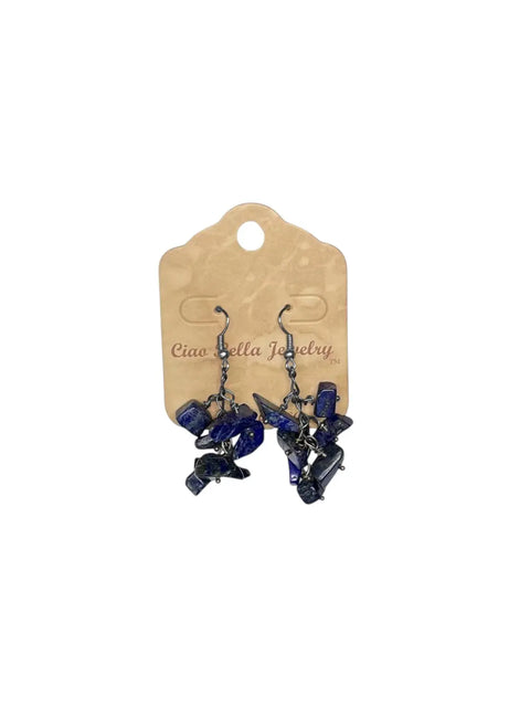 Handmade Genuine Gemstone Cluster Dangle Earrings – Botswana Agate, Lapis Lazuli & Rose Quartz | Crafted in USA by Michelle Marie Boutique Michelle Marie Boutique  Earrings