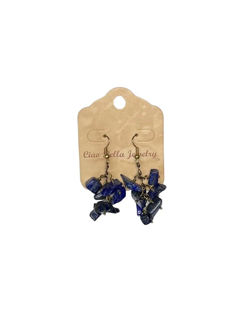 Handmade Genuine Gemstone Cluster Dangle Earrings – Botswana Agate, Lapis Lazuli & Rose Quartz | Crafted in USA by Michelle Marie Boutique Michelle Marie Boutique  Earrings
