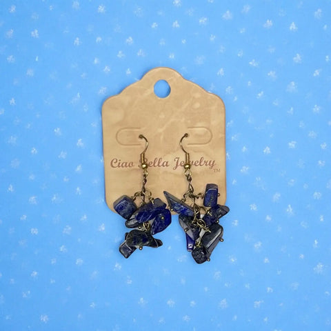 Handmade Genuine Gemstone Cluster Dangle Earrings – Botswana Agate, Lapis Lazuli & Rose Quartz | Crafted in USA by Michelle Marie Boutique Michelle Marie Boutique  Earrings