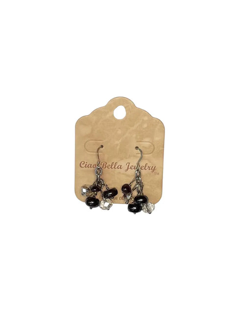Handmade Genuine Gemstone Cluster Dangle Earrings – Botswana Agate, Lapis Lazuli & Rose Quartz | Crafted in USA by Michelle Marie Boutique Michelle Marie Boutique  Earrings