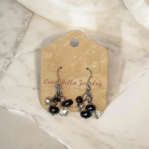 Handmade Genuine Gemstone Cluster Dangle Earrings – Botswana Agate, Lapis Lazuli & Rose Quartz | Crafted in USA by Michelle Marie Boutique Michelle Marie Boutique  Earrings