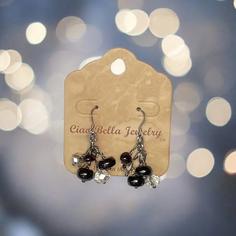 Handmade Genuine Gemstone Cluster Dangle Earrings – Botswana Agate, Lapis Lazuli & Rose Quartz | Crafted in USA by Michelle Marie Boutique Michelle Marie Boutique  Earrings