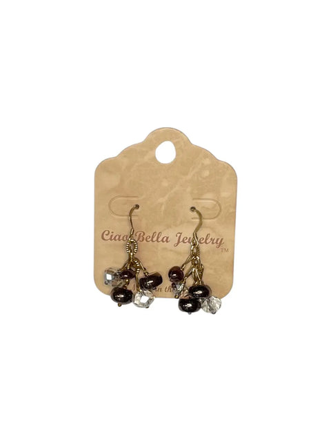 Handmade Genuine Gemstone Cluster Dangle Earrings – Botswana Agate, Lapis Lazuli & Rose Quartz | Crafted in USA by Michelle Marie Boutique Michelle Marie Boutique  Earrings