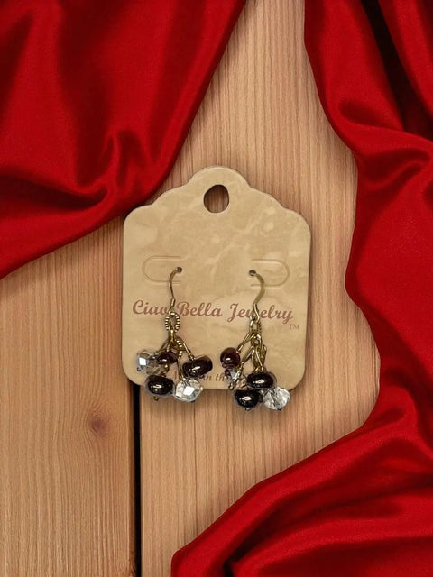 Handmade Genuine Gemstone Cluster Dangle Earrings – Botswana Agate, Lapis Lazuli & Rose Quartz | Crafted in USA by Michelle Marie Boutique Michelle Marie Boutique  Earrings