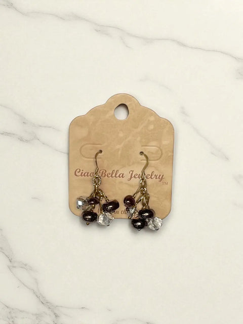 Handmade Genuine Gemstone Cluster Dangle Earrings – Botswana Agate, Lapis Lazuli & Rose Quartz | Crafted in USA by Michelle Marie Boutique Michelle Marie Boutique  Earrings