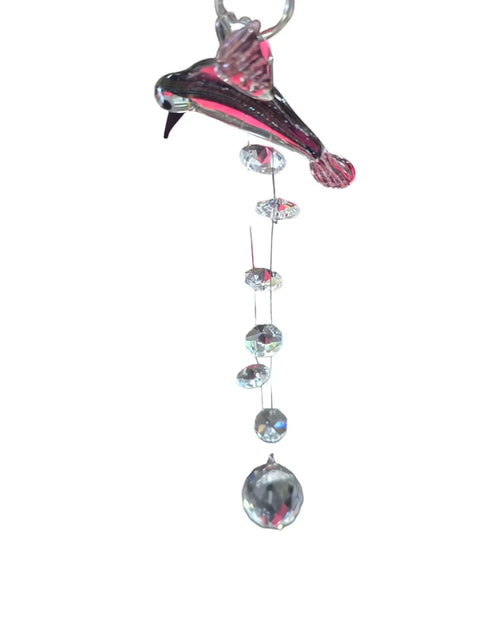 Handmade Glass Hummingbird Car Pendant With Crystal Accents – Unique Rearview Mirror Charm | Made in USA Michelle Marie Boutique 