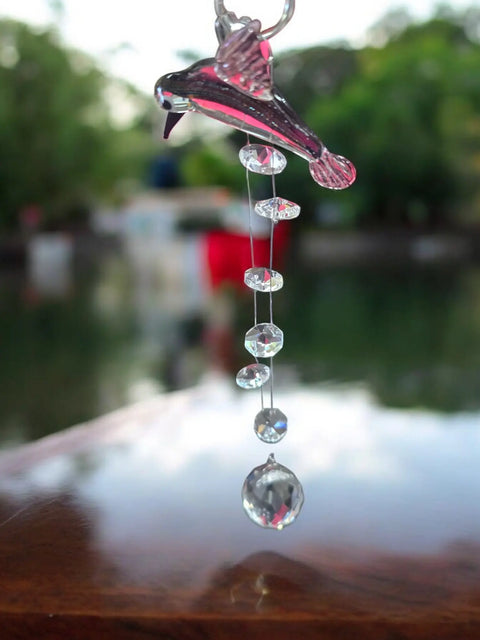 Handmade Glass Hummingbird Car Pendant With Crystal Accents – Unique Rearview Mirror Charm | Made in USA Michelle Marie Boutique 