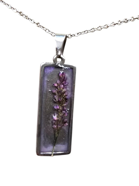 Handmade Lavender Pressed Flower Necklace – Resin Pendant With Adjustable Stainless Steel Chain | Made in USA Michelle Marie Boutique  Necklaces