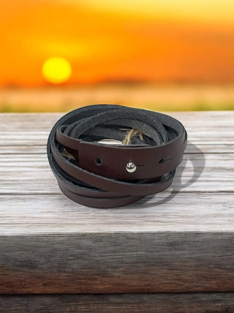 Handmade Leather Wrap Bracelet – Adjustable Red, Black, Brown Leather Band | Durable Stylish Gift | Made in USA Michelle Marie Boutique  Bracelets
