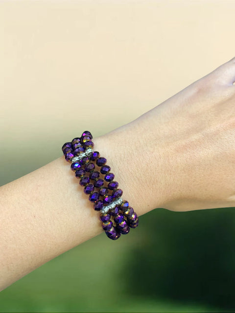 Handmade Magenta Purple Multi-Strand Beaded Bracelet – Adjustable Circle Clasp | Made in USA Stylish Statement Jewelry Michelle Marie Boutique  Bracelet