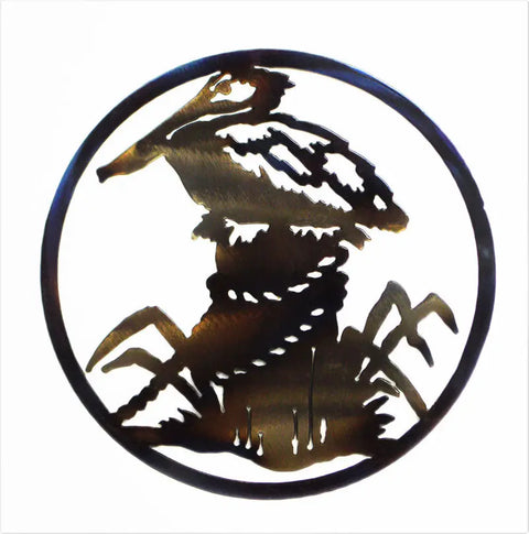 Handmade Metal Pelican Wall Art – Rustic Outdoor Indoor Decor | Made in USA Knights Home Decor  item