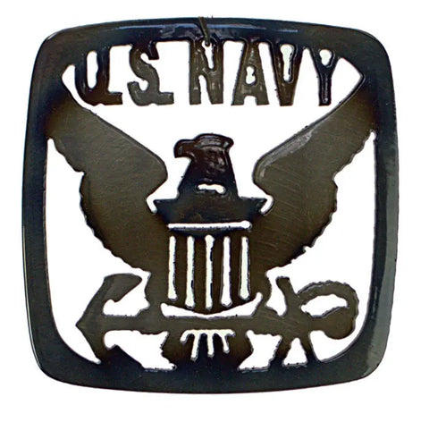Handmade Metal US Navy Coaster – Heat-Treated Durable Drink Mat | Veteran Owned Made in USA Knights Home Decor  item