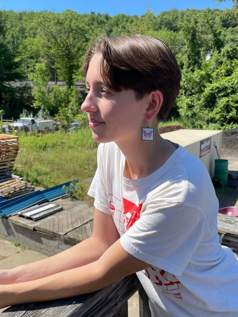 Handmade Patriotic Butterfly Earrings – Stainless Steel Resin Sealed – Square Shape Hook Closure | Made in USA Michelle Marie Boutique  Earrings